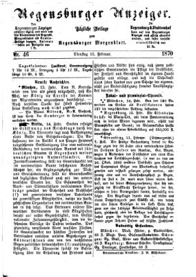 Regensburger Anzeiger Dienstag 15. Februar 1870