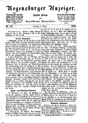 Regensburger Anzeiger Dienstag 1. März 1870