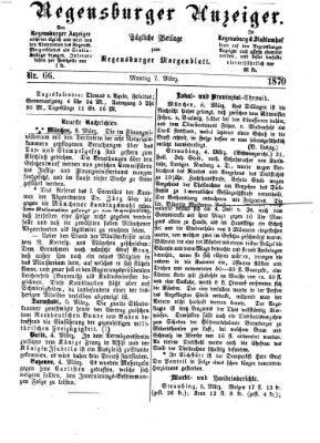 Regensburger Anzeiger Montag 7. März 1870