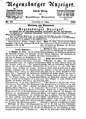 Regensburger Anzeiger Donnerstag 31. März 1870