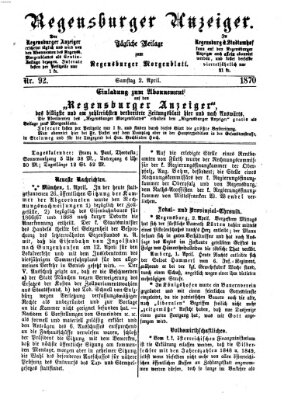 Regensburger Anzeiger Samstag 2. April 1870