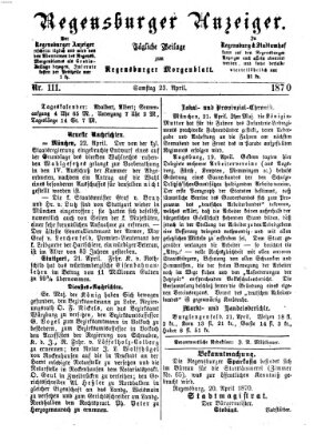 Regensburger Anzeiger Samstag 23. April 1870