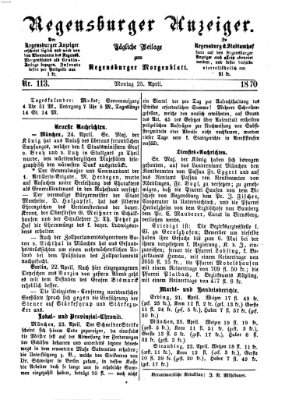 Regensburger Anzeiger Montag 25. April 1870