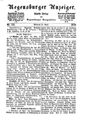 Regensburger Anzeiger Mittwoch 27. April 1870