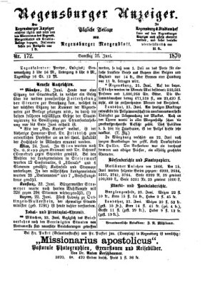 Regensburger Anzeiger Samstag 25. Juni 1870