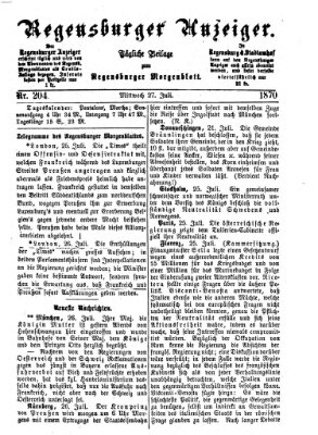 Regensburger Anzeiger Mittwoch 27. Juli 1870