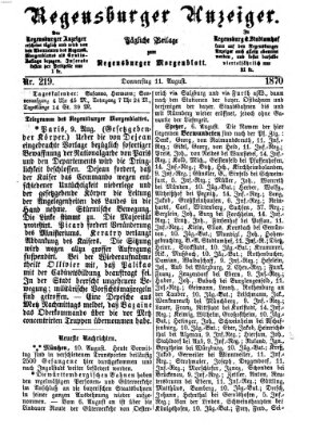 Regensburger Anzeiger Donnerstag 11. August 1870