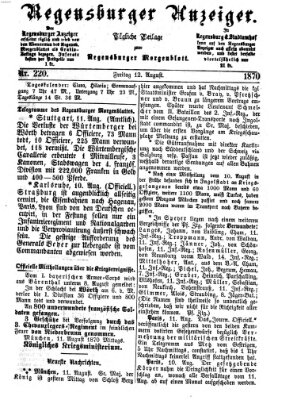 Regensburger Anzeiger Freitag 12. August 1870