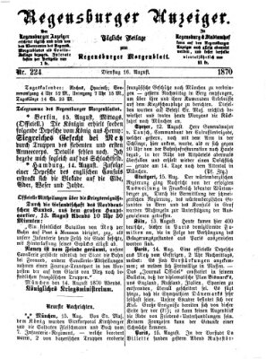 Regensburger Anzeiger Dienstag 16. August 1870