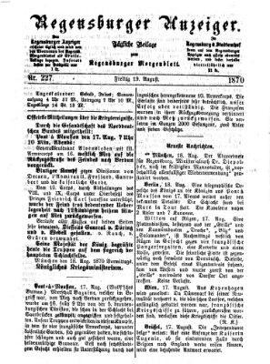 Regensburger Anzeiger Freitag 19. August 1870