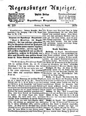 Regensburger Anzeiger Sonntag 21. August 1870