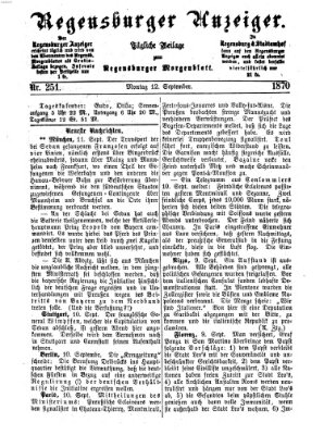 Regensburger Anzeiger Montag 12. September 1870