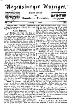 Regensburger Anzeiger Samstag 1. Oktober 1870