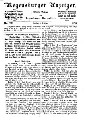 Regensburger Anzeiger Dienstag 4. Oktober 1870