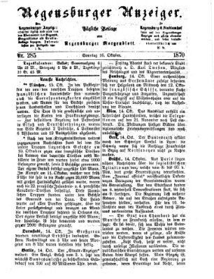 Regensburger Anzeiger Sonntag 16. Oktober 1870