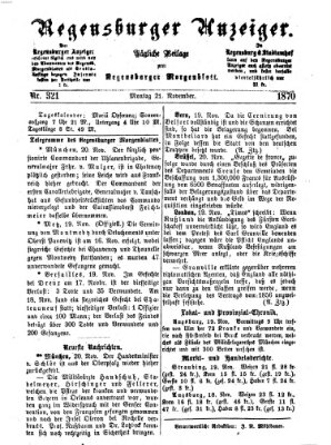 Regensburger Anzeiger Montag 21. November 1870