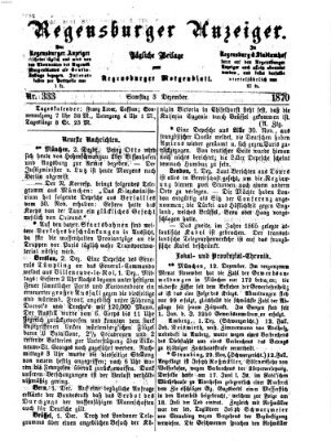 Regensburger Anzeiger Samstag 3. Dezember 1870