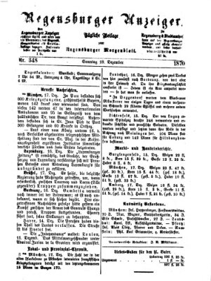 Regensburger Anzeiger Sonntag 18. Dezember 1870