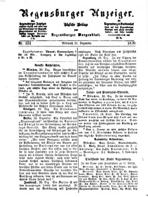 Regensburger Anzeiger Mittwoch 21. Dezember 1870