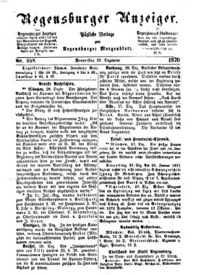 Regensburger Anzeiger Donnerstag 29. Dezember 1870