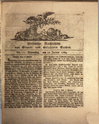 Berlinische Nachrichten von Staats- und gelehrten Sachen Donnerstag 26. Januar 1764