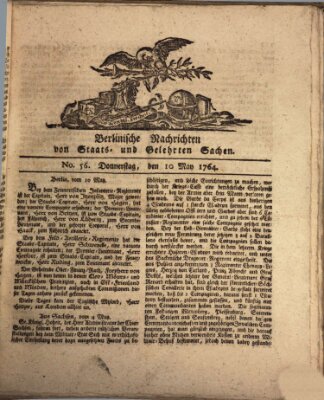 Berlinische Nachrichten von Staats- und gelehrten Sachen Donnerstag 10. Mai 1764