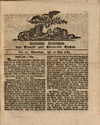 Berlinische Nachrichten von Staats- und gelehrten Sachen Samstag 12. Mai 1764