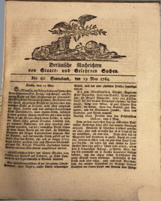 Berlinische Nachrichten von Staats- und gelehrten Sachen Samstag 19. Mai 1764