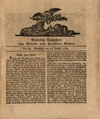 Berlinische Nachrichten von Staats- und gelehrten Sachen Dienstag 24. Juli 1764