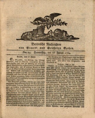 Berlinische Nachrichten von Staats- und gelehrten Sachen Donnerstag 26. Juli 1764