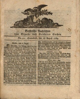 Berlinische Nachrichten von Staats- und gelehrten Sachen Samstag 18. August 1764