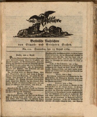 Berlinische Nachrichten von Staats- und gelehrten Sachen Donnerstag 23. August 1764