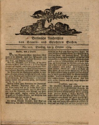 Berlinische Nachrichten von Staats- und gelehrten Sachen Dienstag 9. Oktober 1764