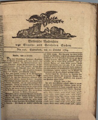 Berlinische Nachrichten von Staats- und gelehrten Sachen Samstag 20. Oktober 1764