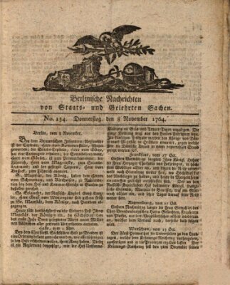 Berlinische Nachrichten von Staats- und gelehrten Sachen Donnerstag 8. November 1764