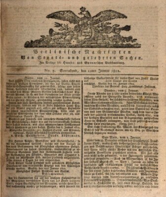 Berlinische Nachrichten von Staats- und gelehrten Sachen Samstag 11. Januar 1812