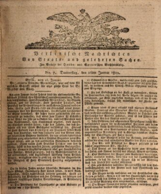 Berlinische Nachrichten von Staats- und gelehrten Sachen Donnerstag 16. Januar 1812