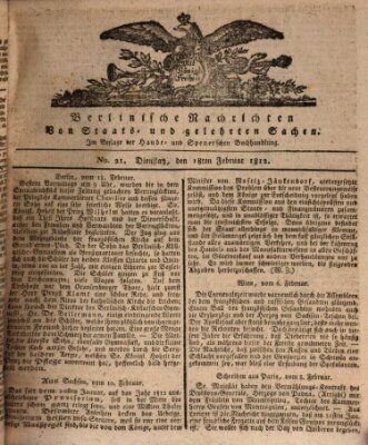 Berlinische Nachrichten von Staats- und gelehrten Sachen Dienstag 18. Februar 1812