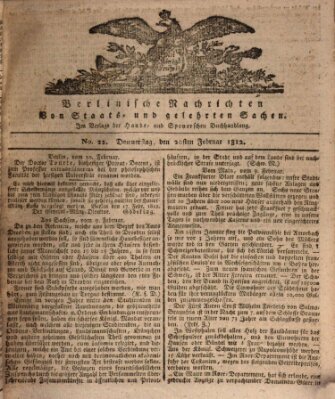 Berlinische Nachrichten von Staats- und gelehrten Sachen Donnerstag 20. Februar 1812