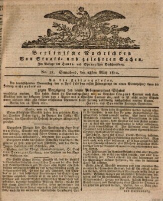 Berlinische Nachrichten von Staats- und gelehrten Sachen Samstag 28. März 1812