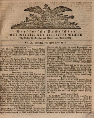 Berlinische Nachrichten von Staats- und gelehrten Sachen Dienstag 14. April 1812