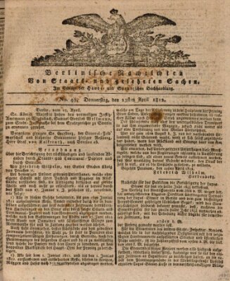 Berlinische Nachrichten von Staats- und gelehrten Sachen Donnerstag 23. April 1812