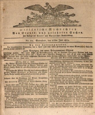 Berlinische Nachrichten von Staats- und gelehrten Sachen Samstag 27. Juni 1812