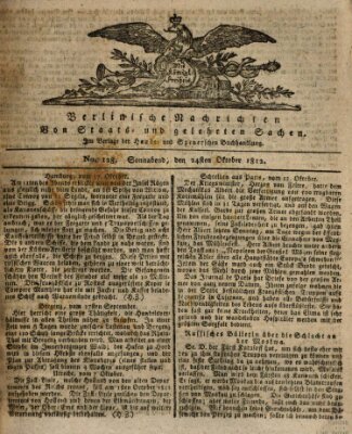 Berlinische Nachrichten von Staats- und gelehrten Sachen Samstag 24. Oktober 1812