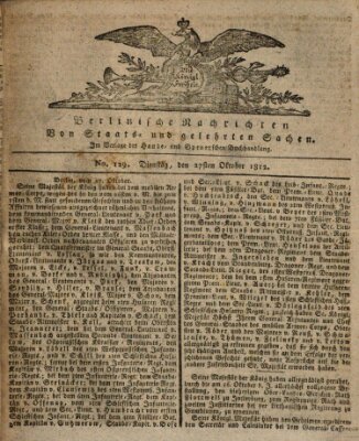 Berlinische Nachrichten von Staats- und gelehrten Sachen Dienstag 27. Oktober 1812