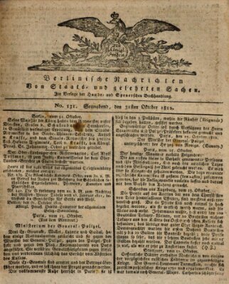 Berlinische Nachrichten von Staats- und gelehrten Sachen Samstag 31. Oktober 1812