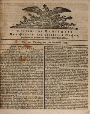 Berlinische Nachrichten von Staats- und gelehrten Sachen Dienstag 3. November 1812