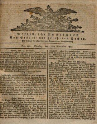 Berlinische Nachrichten von Staats- und gelehrten Sachen Dienstag 17. November 1812