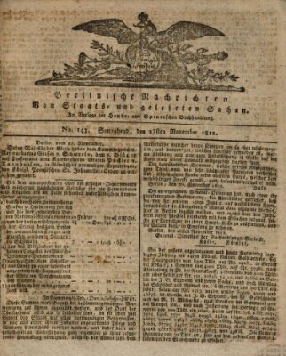 Berlinische Nachrichten von Staats- und gelehrten Sachen Samstag 28. November 1812