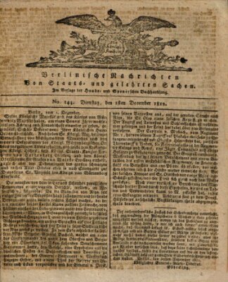 Berlinische Nachrichten von Staats- und gelehrten Sachen Dienstag 1. Dezember 1812